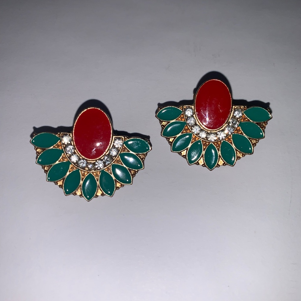 Gold Rhinestone Statement Earrings